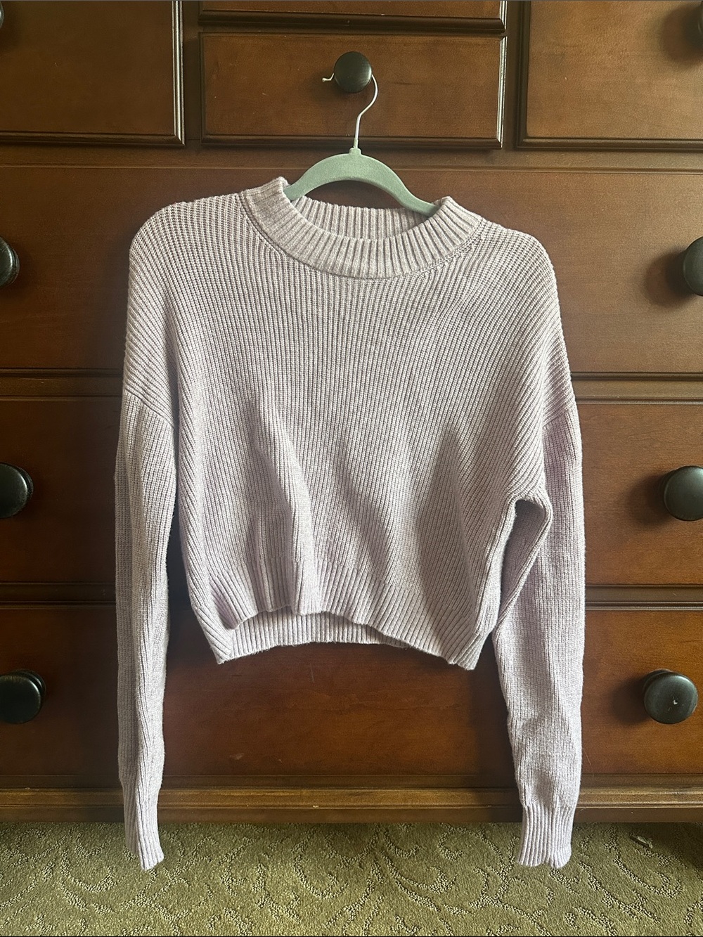 Lulu's Lavender Ribbed Crewneck Sweater